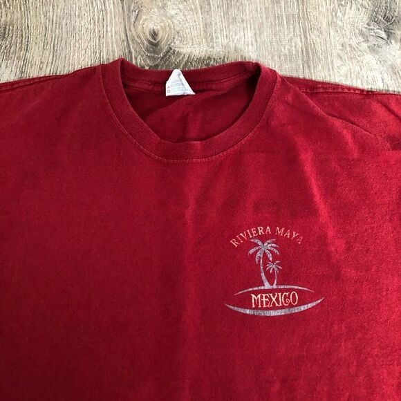 Vintage Y2K Riviera Maya Mexico Maroon Short Sleeve T Shirt Size XL Caribbean - Picture 3 of 8